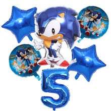6 шт./лот Sega Sonic The Hedgehog вечерние воздушные шары супер герой номер
