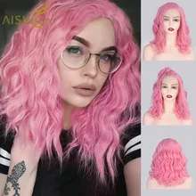 AISI BEAUTY 13*4 синтетические парики на кружеве Волнистые Розовые Короткие парики для женщин черный блонд 613 косплей часть парик высокая стойкость