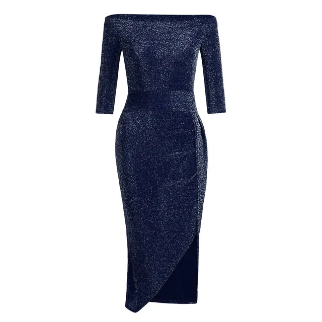 Off Shoulder High Slit Temperamental Dress Plus Size Dresses For Women 2021 Long Sleeve Evening Party Dress Mujer Vestidos 3