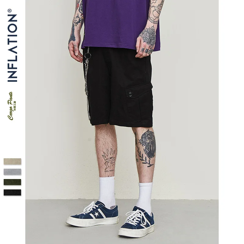 INFLATION2019 New Men's Loose Casual Shorts 4 Pieces Fashion Style Men Shorts Street Wear Pure Color Male Summer Shorts 9320S INFLATION2019 New Men's Loose Casual Shorts 4 Pieces Fashion Style Men Shorts Street Wear Pure Color Male Summer Shorts 9320S