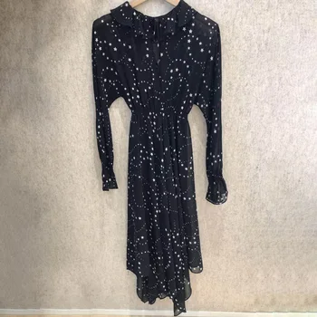 

Law Single 2020 New Starry Sky Printing Irregular Medium Length Money V Collar Women's Wear Second Piece Set Dress 190547