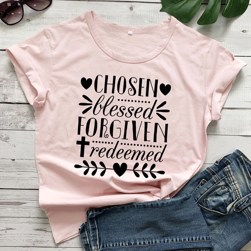 Женские футболки с надписью choose Blessed forgied revised модные летние для религиозного