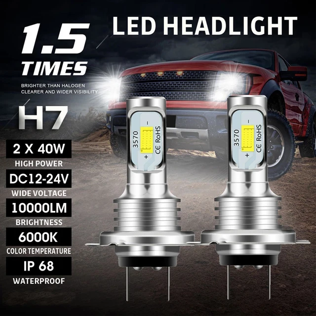 Comprar 2 uds H7 Kit de bombillas de faros LED bombillas de luz antiniebla  para coche haz alto y bajo 110w 30000lm superbrillante 6000k