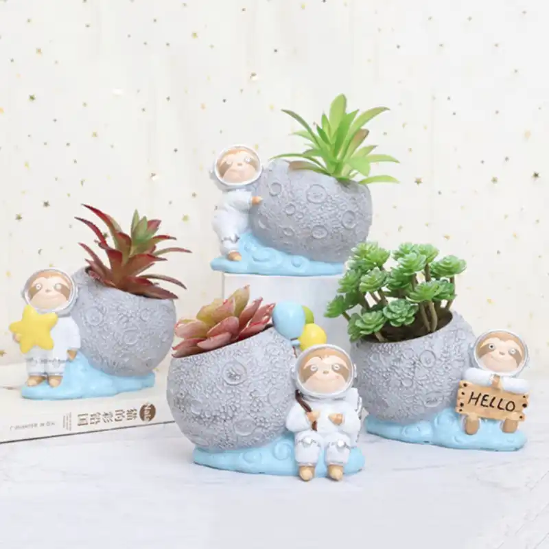 かわいい多肉植物プランター植木鉢樹脂容器プランターかわいい緑色植物の花のポット屋内家の装飾ドロップシッピング フラワーポット プランター Aliexpress