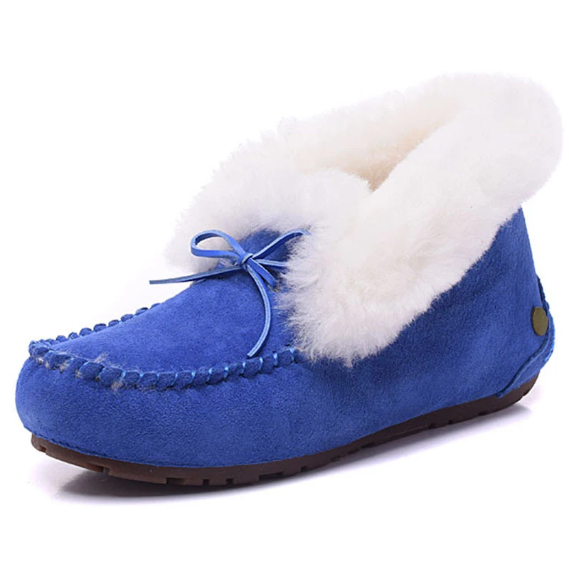Royal Blue Новинка; нескользящая женская обувь; зимние сапоги на натуральном меху; зимние сапоги из натуральной кожи; женская обувь из натуральной шерсти; теплые женские ботильоны - Цвет: Royal Blue