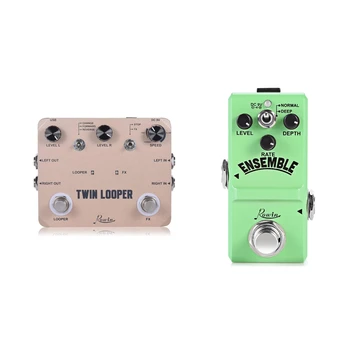 

2 Set Electric Guitar Effect Pedal Loop Station, Gold & Green