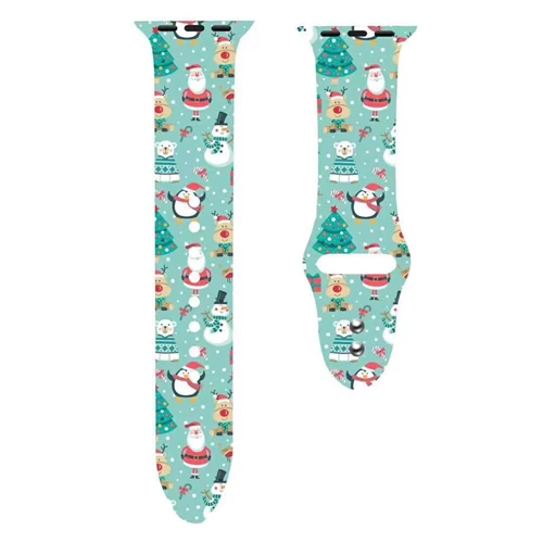 Blue Santa Claus Мягкий силиконовый ремешок для Apple watch band 5 4 44 мм 40 мм Рождественский подарок с цветочным принтом наручный ремень iWatch 5 4 3 38 мм 42 мм ремешок для часов - Цвет ремешка: Blue Santa Claus