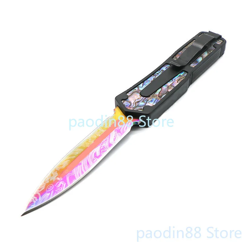 Classic Black Abalone Straight Knife Rescue Survival Camping Hunting EDC Pocket Outdoor Folding with Window Breaker | Инструменты