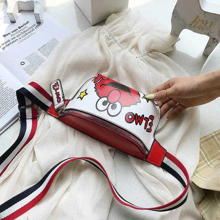 

2019 New Style Fashion Chest Pack Sesame Street Children's Bags Korean-style Cartoon Men And Women Children Wallet INS Crossbody