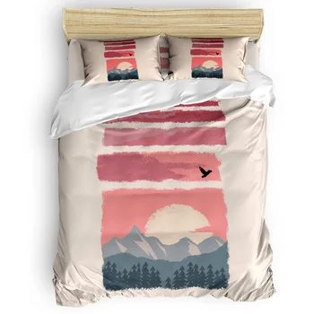 

Sunset Mountains Forest Gradient Duvet Cover Set 2/3/4pcs Bedding Set Bed Sheet Pillowcases Cover Set