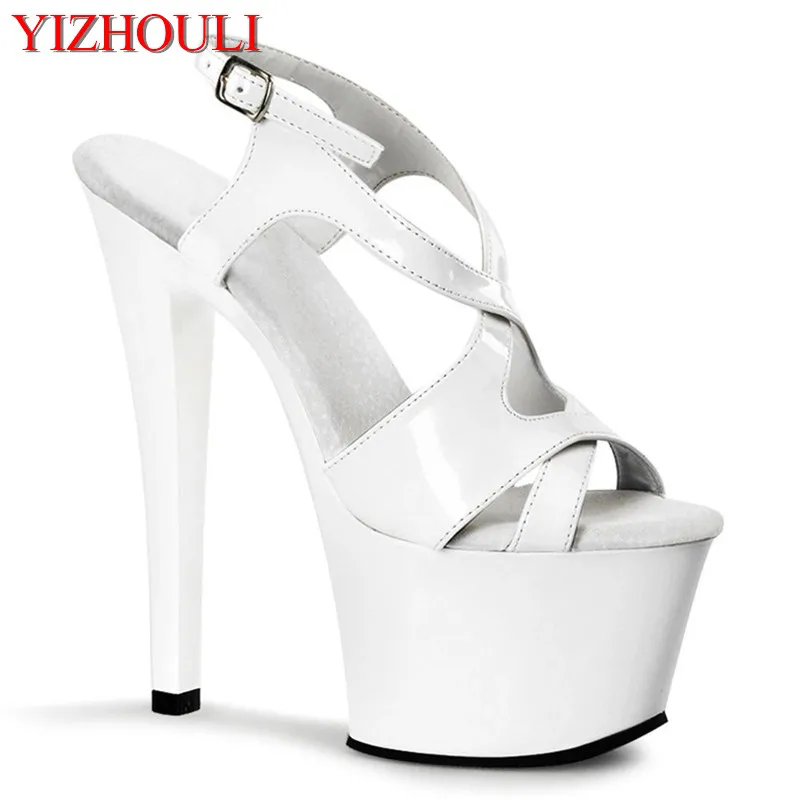 17 cm high heels, 7 inch stiletto sandals, cross vamp pole dance practice performance, dancing shoes