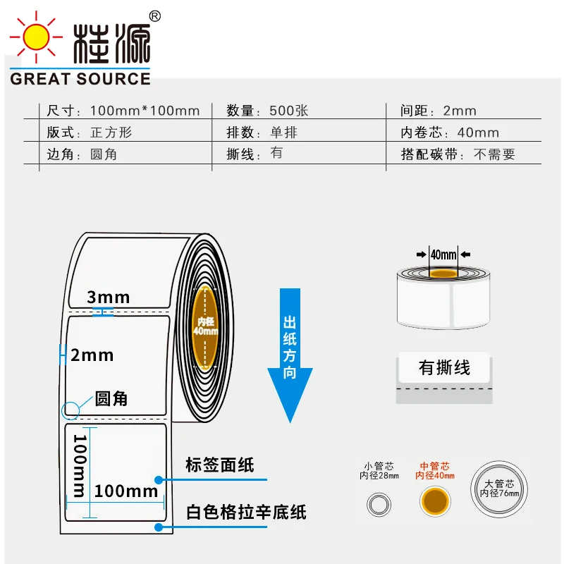 MQQ Thermal Printing Paper Sticker Rolls Printer Paper Rolls for Express Package Sticker 10*10cm/10*15cm(6 rolls)