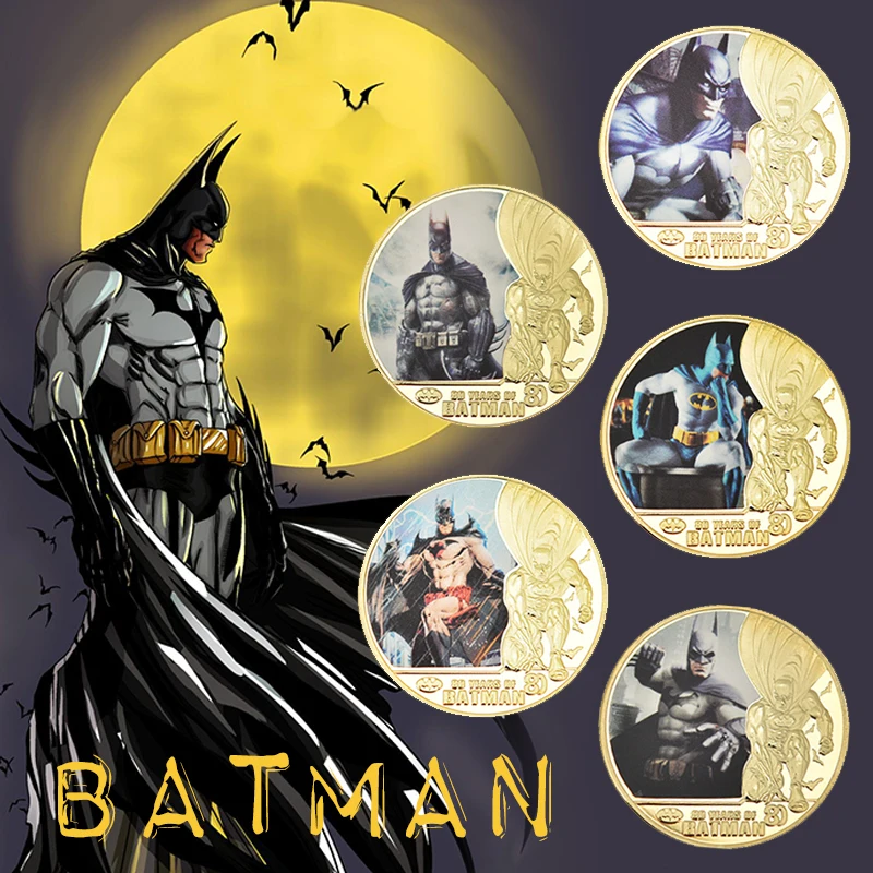 WR Бэтмен позолоченные Коллекционные монеты с монетницей супер герой Брюс Уэйн монеты Оригинальные подарки на год дропшиппинг
