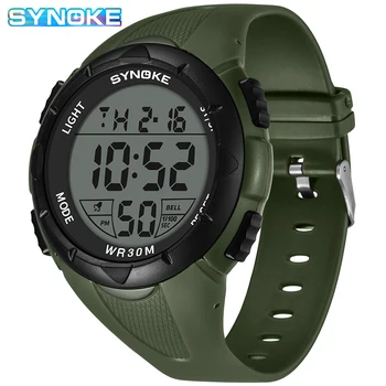 

SYNOKE Men's Multifunction Electronic Watches 3BAR Waterproof Sport Watch Simple Style Shockproof Military Digital Wristwatch