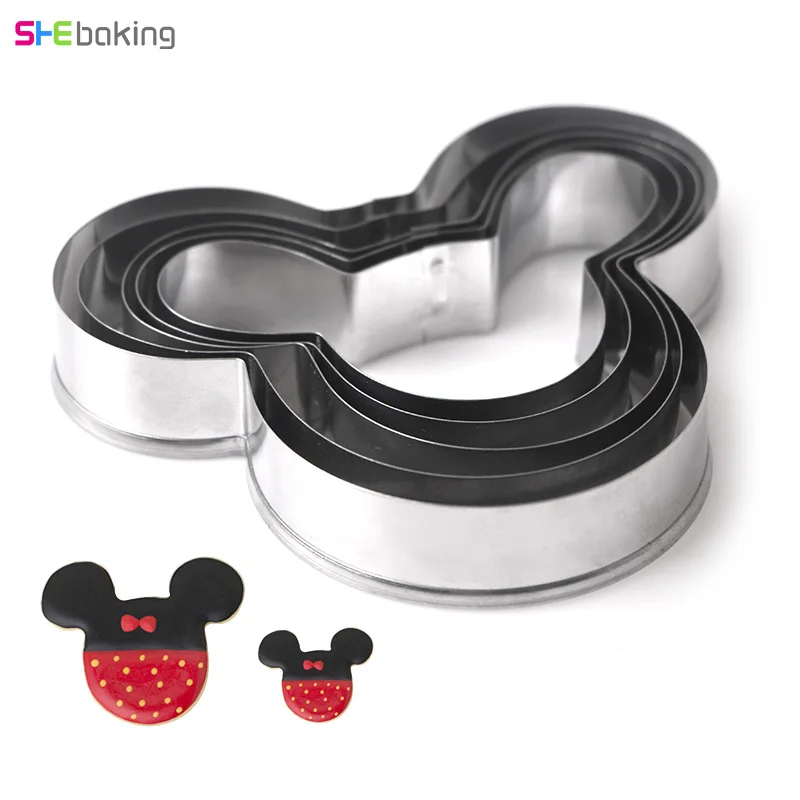 

Shebaking 5pc/set Mickey Cookie Cutters Kitchen Baking Tool Stainless Steel Cake Mold Biscuit Mickey Diy Cake Decoration