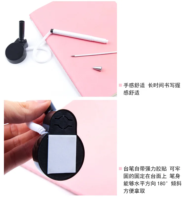 Desktop Pen Ballpoint Pen Counter Desktop Pen Adhesive Fixing Band Lanyard Bank Black And White with Pattern Signature Ballpoint