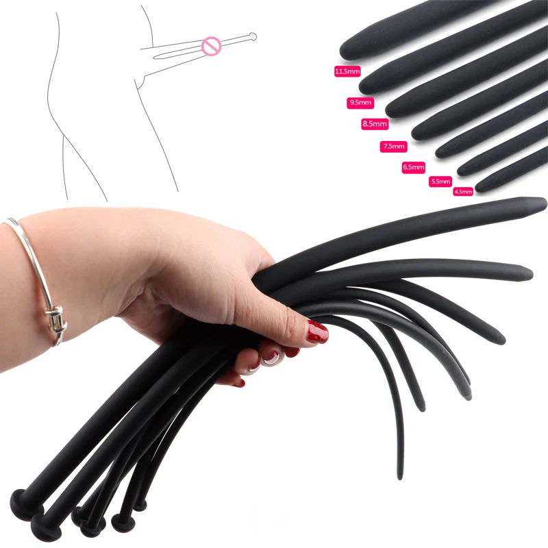 7pcs/lot Long Silicone Penis Plug Uretral Dilation Stimulator Sounding Urethra Sound Catheter Stretching Device Men BDSM Sex Toy