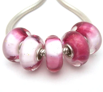 

JGWG1631 5X 100% Authenticity S925 Sterling Silver Beads Murano Glass beads Fit European Charms Bracelet diy jewelry Lampwork