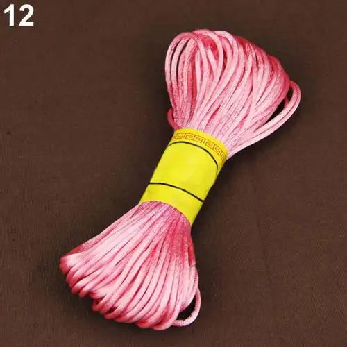 20 цветов нейлоновый шнур нить китайский узел макраме шнур браслет плетеные Струны DIY кисточки вышивка бисером Шамбала струны нить - Цвет: Pink