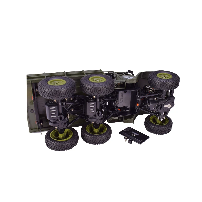 JJRC Q68 1/18 2.4G 4CH 6WD 130 Brushed Motor RC Vehicle Off-Road Military Truck Car RTR Model Toys for Boys Green/Yellow