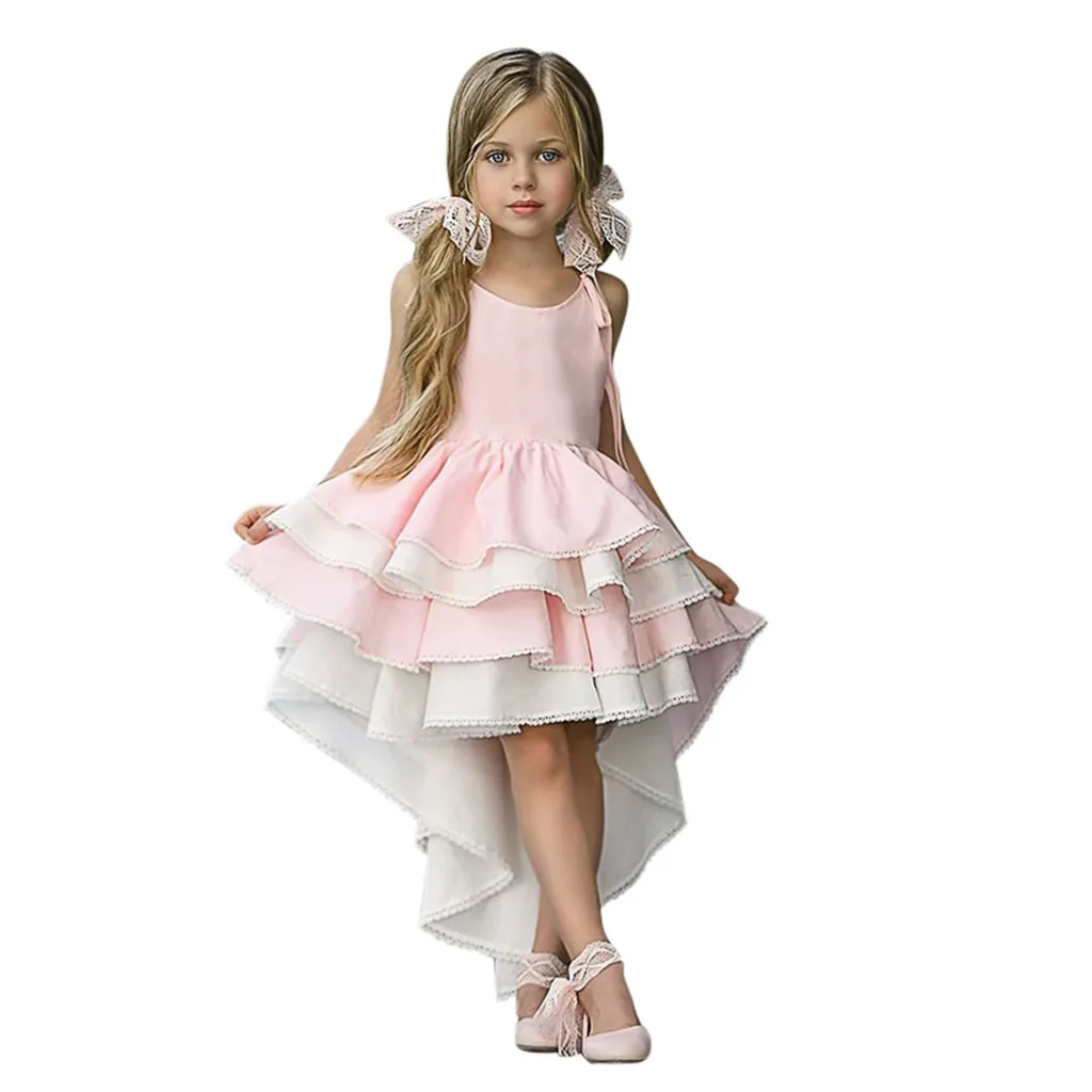 Детское платье для девочек; детское модное платье-смокинг без рукавов; кружевное платье принцессы для девочек с v-образным вырезом спереди, с коротким и длинным рукавом