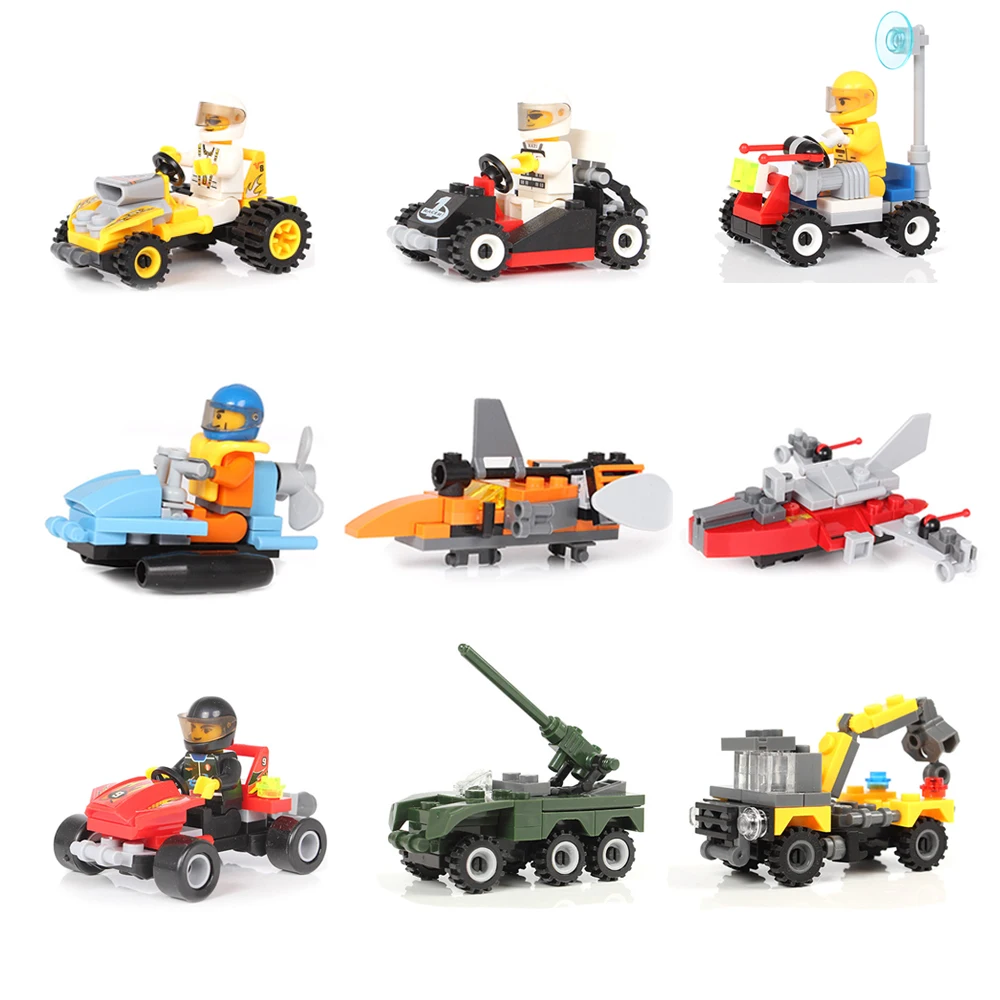 

Creative Educational Construction Building Blocks Toys For Kids 6Years Racing Car Tank Robot Series DIY Small Bricks Present