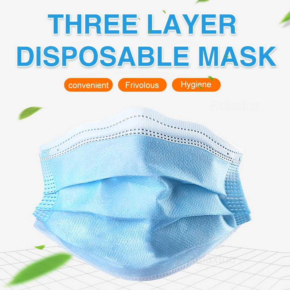 

20PCS Disposable Face Mask Anti Dust Gas Masker Mouth Face Mask Mascarillas Protection Masks Face Masque 3 layers Non Woven