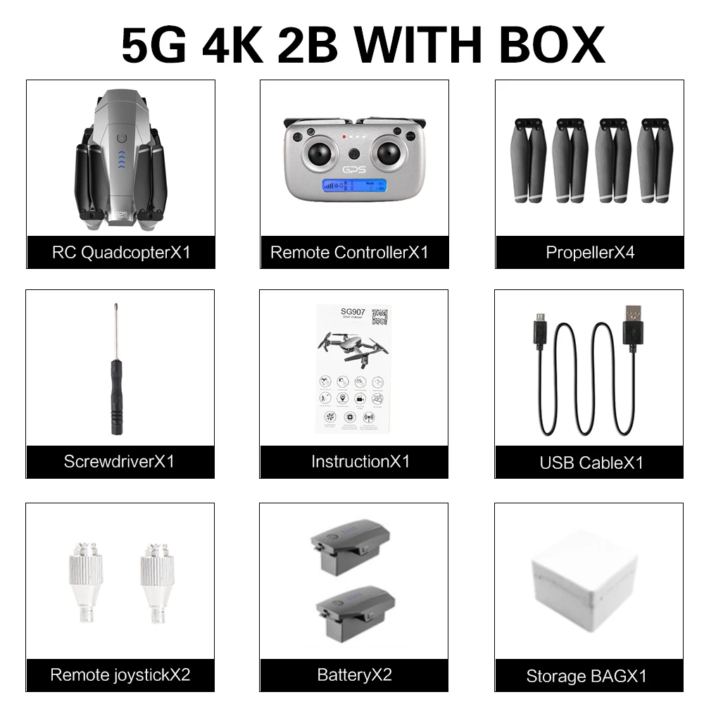 5G 4K GPS 2B BOX SG907 gps Дрон с 4K HD двойной камерой Широкий угол анти-встряхивание Wi-Fi FPV RC Квадрокоптер складной дроны Профессиональный gps Следуйте за мной - Цвет: 5G 4K GPS 2B BOX