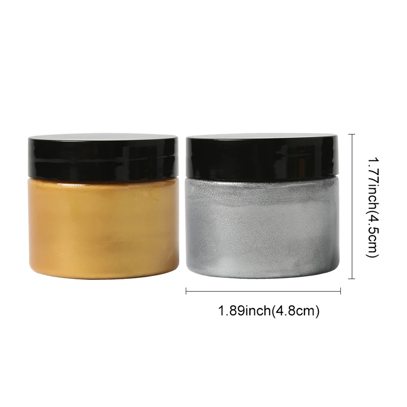 2PCS Gold Silver Paint Metallic Acrylic Paint With Brushes Waterproof not faded for Statuary Coloring DIY Hand Painted Pigments