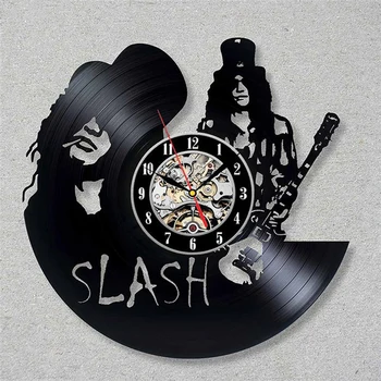 

Guns N Rose Slash Vinyl Record Wall Clock Modern Design Music Theme 3D Stickers Rock Band Vinyl Clock Wall Watch Home Decor