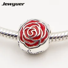 Ювелирные изделия из серебра 925 пробы, Очаровательные Подвески в виде розы с красной эмалью, брендовые Бусы, Браслеты DIY, Летний стиль, хорошее ювелирное изделие DSN042