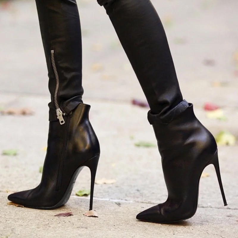leather ankle boots stiletto