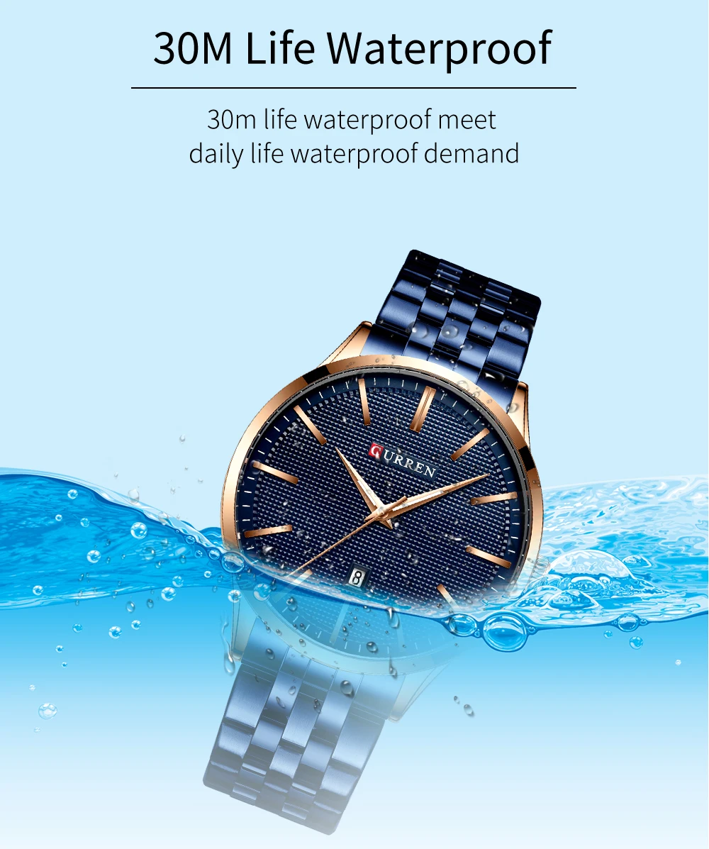 Новые Curren Мужские часы Лидирующий бренд часы модные спортивные наручные часы с авто датой нержавеющая сталь Часы мужские повседневные Стиль Reloj