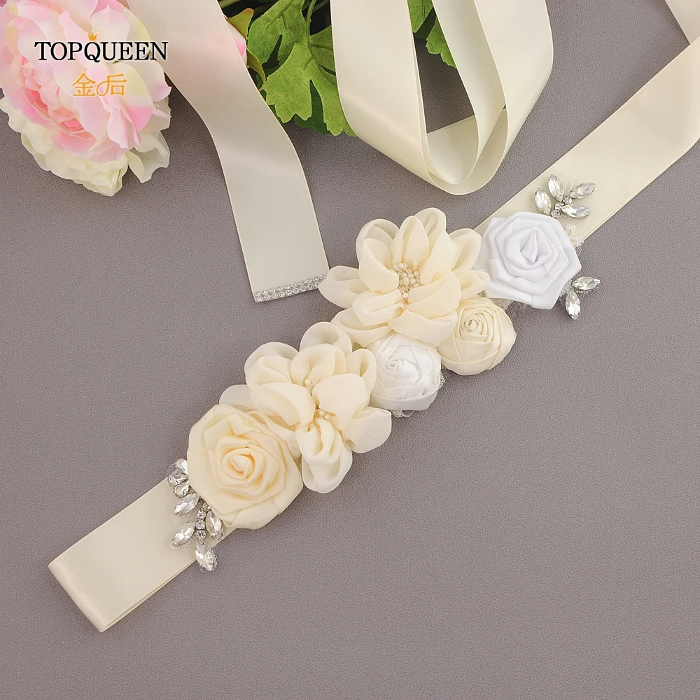 TOPQUEEN S320 Свадебные ремни и пояса пояс с цветами для девушки ремни из бисера ремни для морского флота Формальные платья женские белые пояса свадебные Ремни
