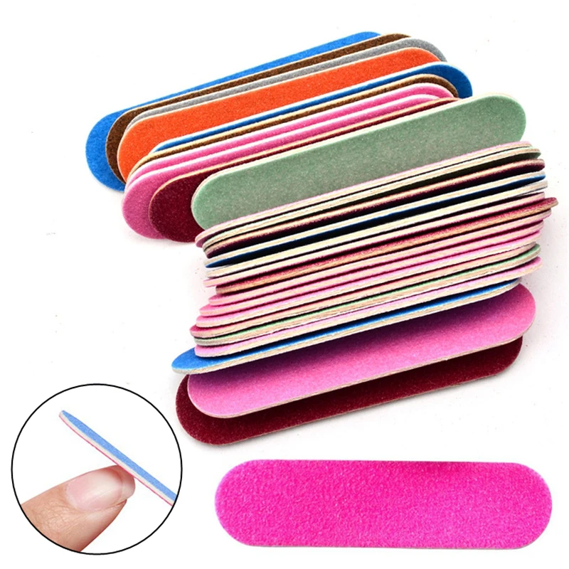 

100pcs Double Side Mini Disposable Nail Buffer Files Block Nail Polish Sanding Grit Buffer Strips File Manicure Pedicure Tools