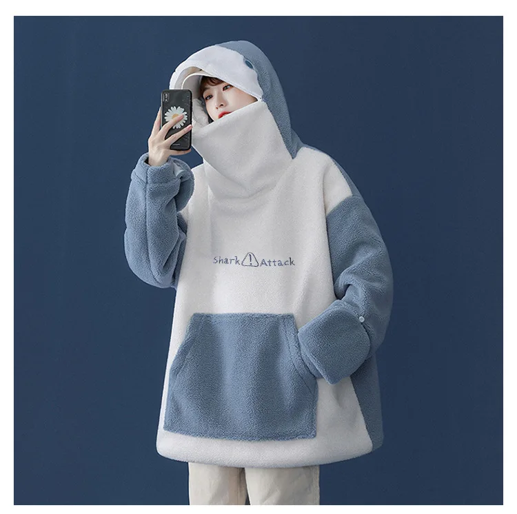 Christmas 2022 Oversized Hoodie Couple Outfit Lambswool Oversized Jacket Women Loose and Funny Clothes for Girl Kpop Warm Hoodie