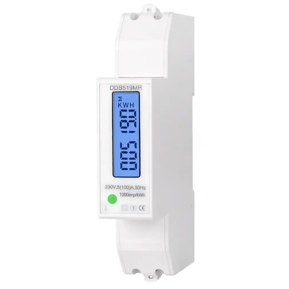Xiangxin Single-Phase Energy Meter LCD Digital Display Meter Kwh Voltage DDS519MR Current 100A Convenient Backlight for 0.0-99999.0Kwh 1000Imp 
