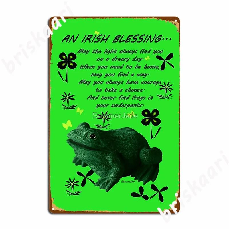 

Постер Froggy In Clover Or Shamrocks, металлический плакат, Классическая настенная фреска, Настенная фреска, оловянный знак, плакаты