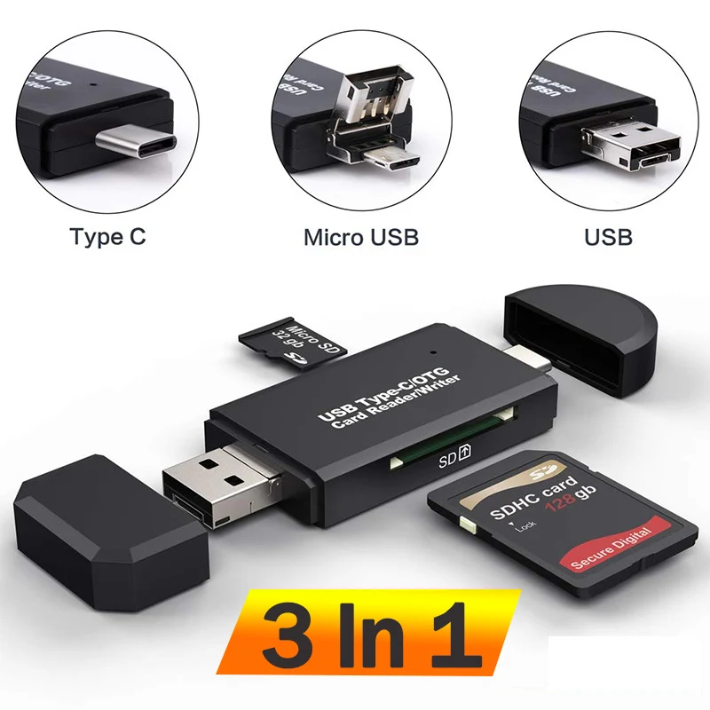 Tarjeta de memoria inteligente 3 en 1, lector de tarjetas SD de unidad flash, tipo USB 2.0, tipo C, con adaptador OTG - AliExpress Ordenadores y oficina