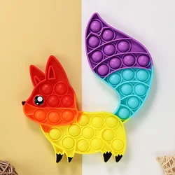 Jouets à bulles de renard arc en ciel, Fidget, soulage la décompression, Kawaii, Mini jouet Design mignon, jeux sensoriels pour enfants, cadeau pour enfants 