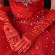 Перчатки для пальцев, черные простые перчатки для лица, атласные перчатки, красные свадебные перчатки