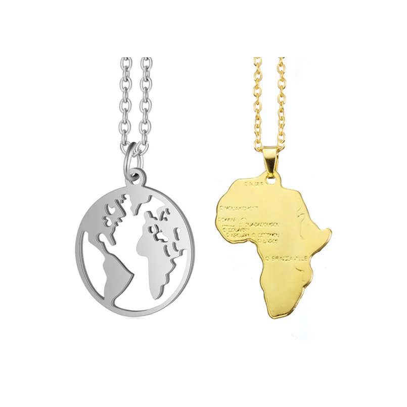 Fashion Statement Necklace Women Geometric Pendant Collar Jewelry Origami Africa Global World Map |