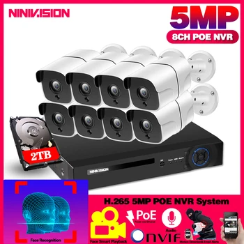 

H.265+ 8CH 5MP POE Security Camera System Kit Face Detection POE IP Camera Outdoor Waterproof CCTV Video Surveillance NVR Set