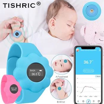 

TISHRIC Baby Infrared Thermometer Forehead Wrist Contact Body Digital Clinical Thermometer Intelligent Wristband Work With APP