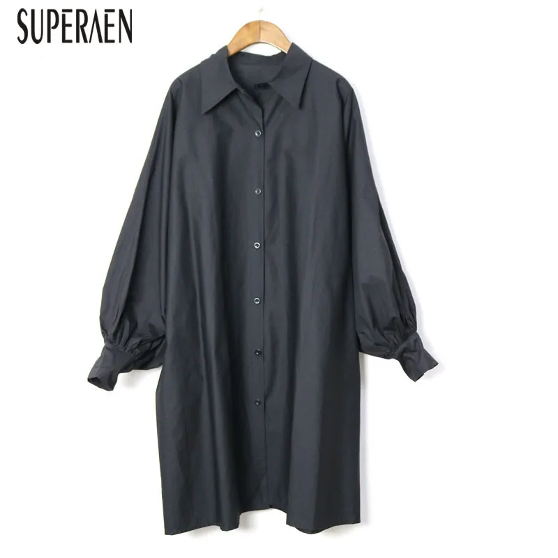 SuperAen, Европейская мода, женские рубашки, хлопок, дикие, повседневные, одноцветные, женские блузки, рукав летучая мышь, осень, новинка, женская одежда