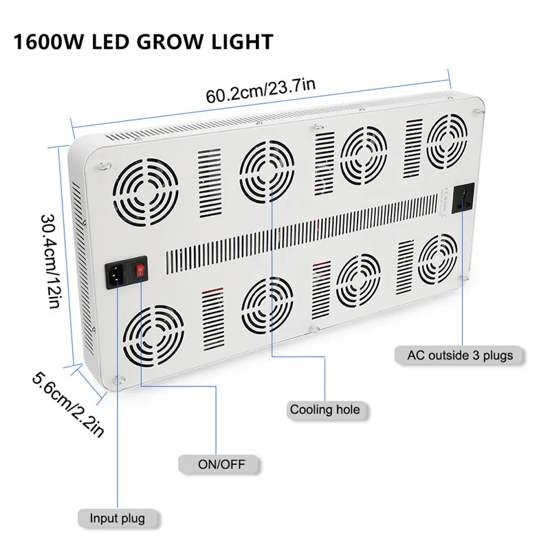 Фитолампа светодиодная полного спектра для выращивания растений 1600 Вт|led grow