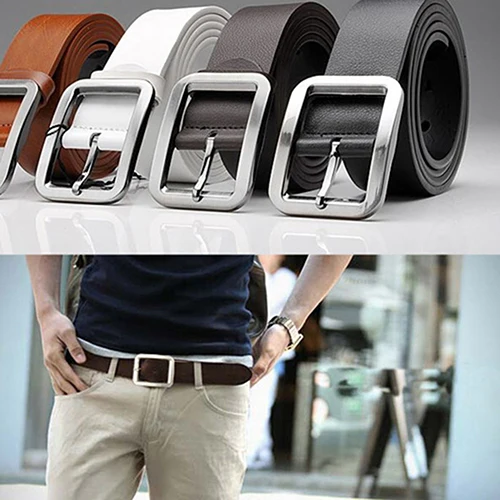 

Men's Fashion Solid Color Faux Leather Buckle Waist Strap Business Casual Belt Gift classice vintage High Qualit men belt