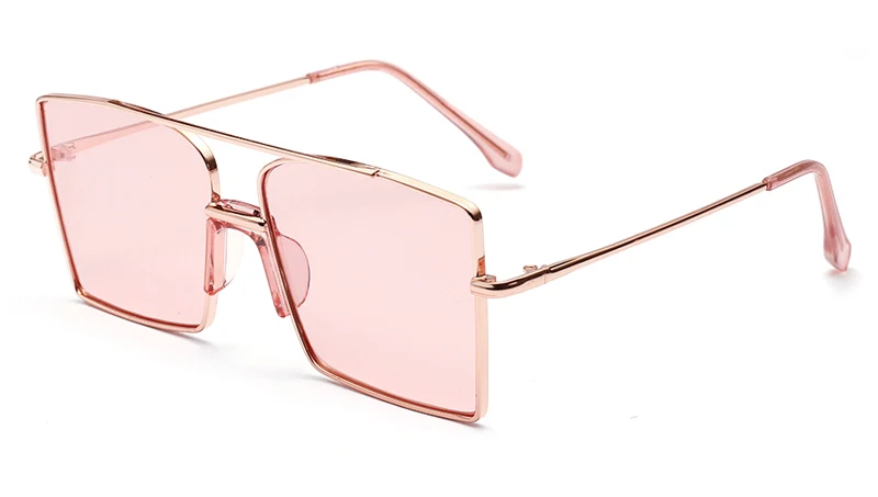 clear pink lens Peekaboo, металлические Квадратные Солнцезащитные очки, мужские, негабаритные, желтые, зеленые, розовые, ретро очки, большие Винтажные Солнцезащитные очки для женщин, золотые - Цвет линз: clear pink lens