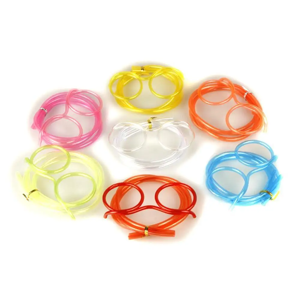 1pc Soft Drinking Straw Eye Glasses Novelty Toy Party Birthday Gift Child Adult DIY Straws Bar Accessories