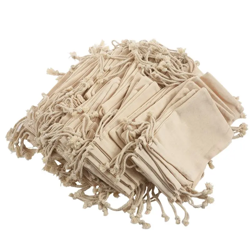 AFBC 100 pcs small cotton drawstring bags 10x15 cm